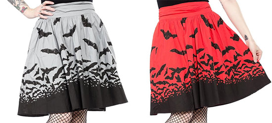 Spooksville Bats Swing Skirt by Sourpuss