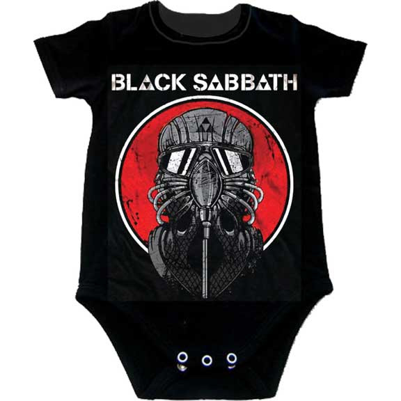 Black Sabbath- Mask on a black onesie