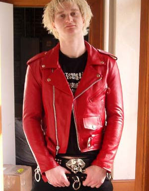 Motorcycle Jacket- RED Cowhide Leather