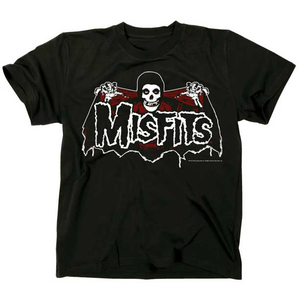 Misfits- Batfiend (Red & White) on a black shirt