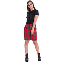 Red Tartan Zip Skirt by Banned Apparel - SALE sz L only