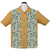 Hula & Cocktails Panel Shirt by Last Call - Steady Clothing - Mustard - SALE 4X only