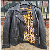 Premium Black Leather Motorcycle Jacket With Leopard Liner