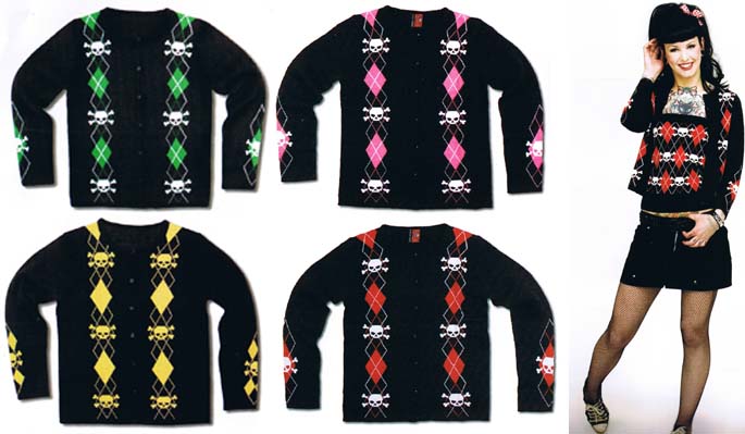Liquor Brand Argyle Skull Cardigan : liquor sweater