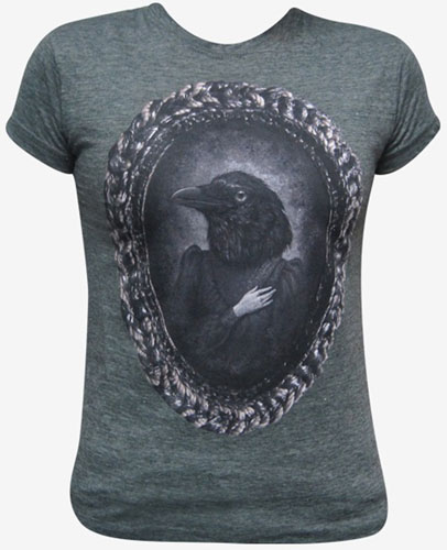 Lovesick by J Larkin on a charcoal girls fitted shirt by Low Brow Art Company