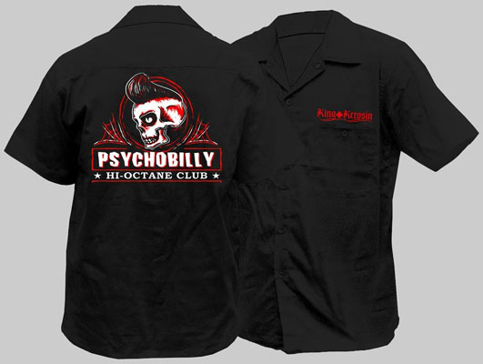 King Kerosin Guys Button Up Work Shirt by Timeless Clothing- Psychobilly - SALE