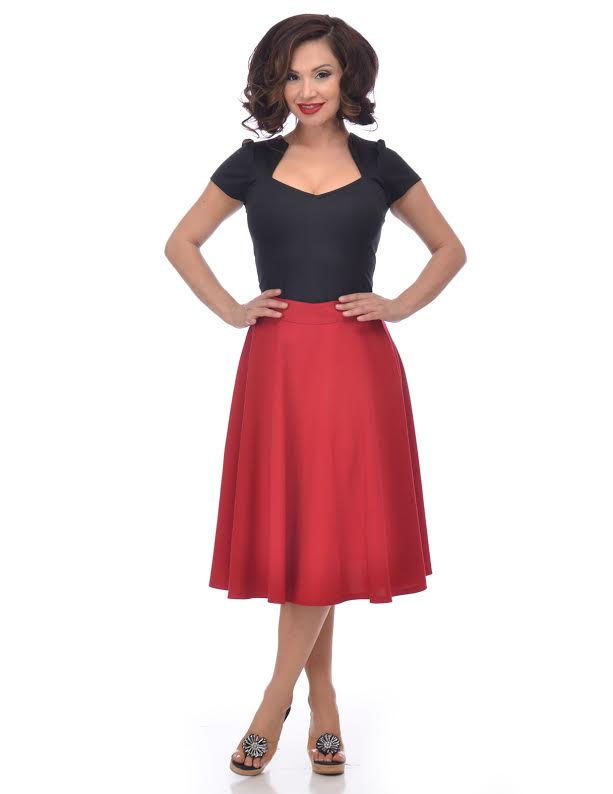 Thrills High Waisted Skirt By Steady Clothing - in Red - SALE sz 2X only