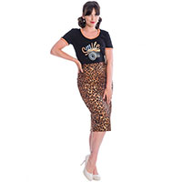 Plus Size Feline Friendly Leopard Pencil Skirt by Banned Apparel  - SALE