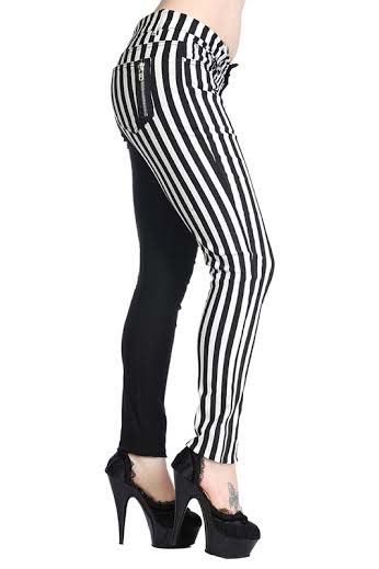 white and black striped jeans