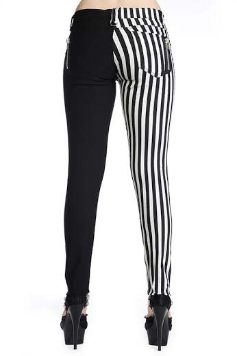 white and black striped jeans