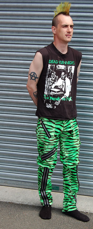 Original 15 Zip Bondage Pants by Tiger Of London- GREEN ZEBRA