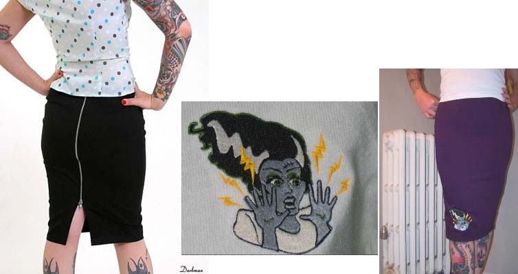 SALE - Bride Face Pencil Skirt by Zombie Kitten 