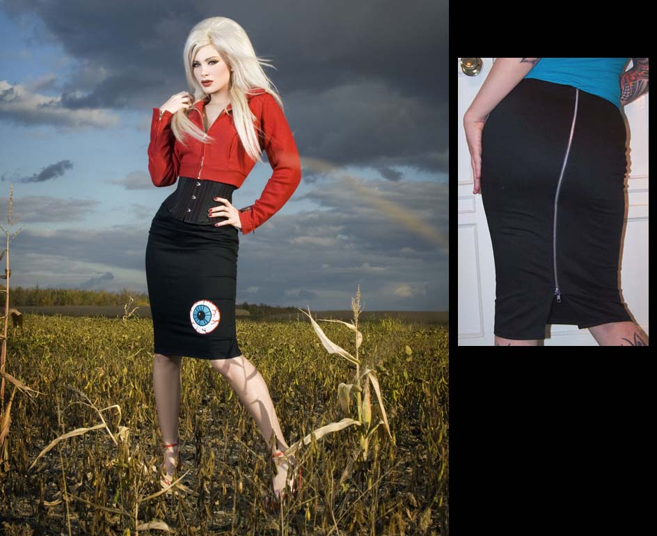 Creepy Eyeball Pencil Skirt by Zombie Kitten - SALE