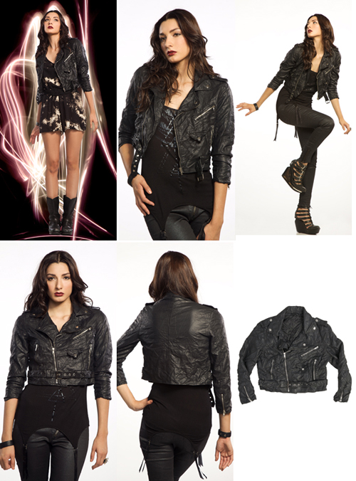 Wrinkle Wash Black Vinyl Moto Jacket by Lip Service - SALE