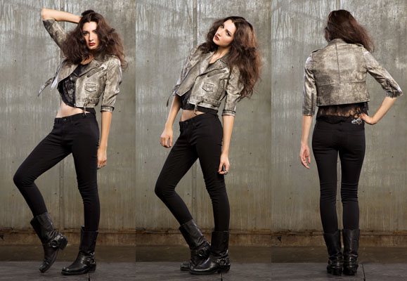 Washed Vinyl Moto Jacket by Lip Service- Bone/Black - SALE