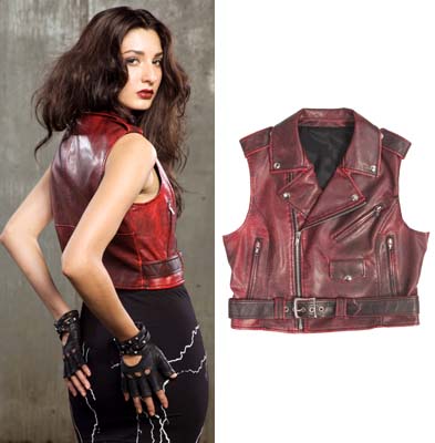 Washed Vinyl Moto Vest by Lip Service- RED