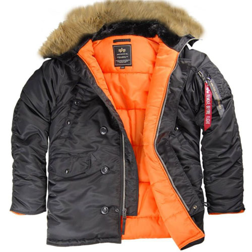 N-3B Hooded Flight Parka by Alpha Industries- Black