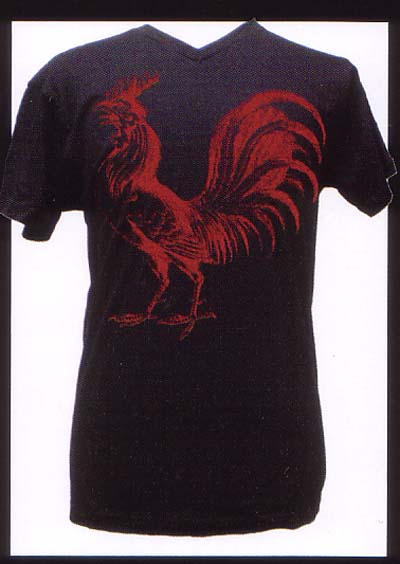 Rooster on a black guys slim fit V-Neck shirt by Annex Clothing