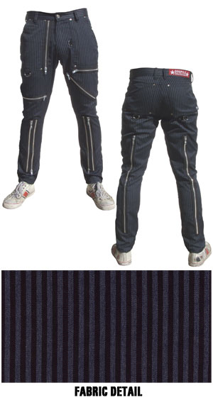 Upstart Zip Pants by Dogpile- BLACK/GREY STRIPE
