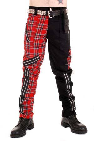 red plaid punk pants
