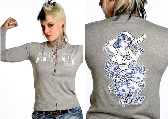 Ahoy Grey Cardigan by Toxico