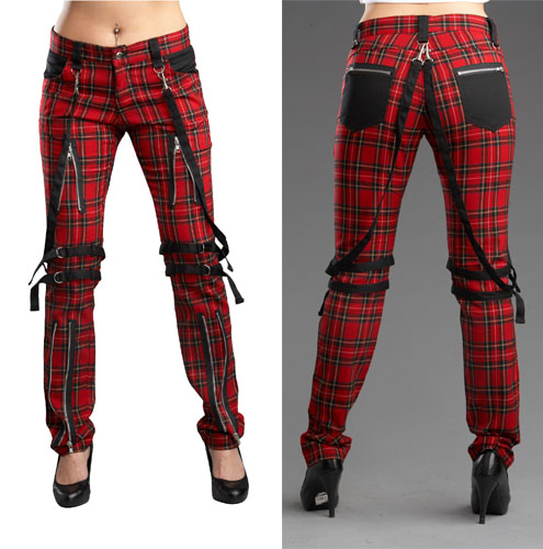 womens red tartan plaid pants