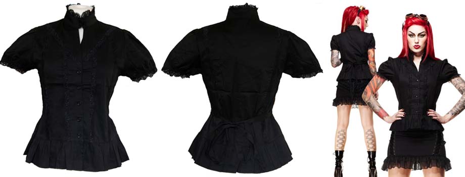 Arabella Steam Punk Lace Top by Hell Bunny  - SALE sx Sm only