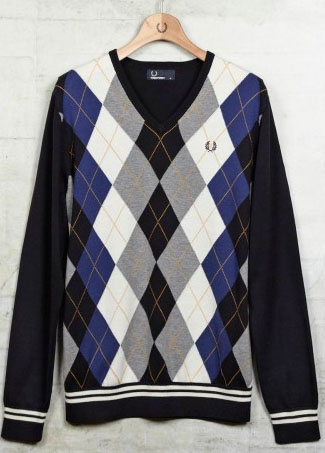 Fred Perry Argyle V-NeckSweater in NAVY (Sale price!)
