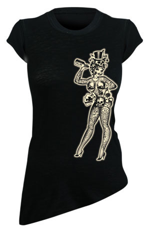 VooDoo Doll Asymetric Slub Girls Shirt by Lucky 13 - SALE sz 2X only