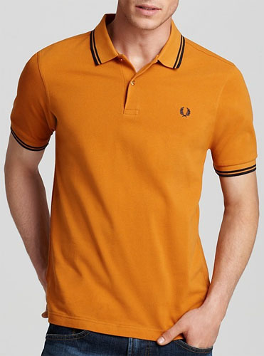 Fred Perry Classic Fit Twin Tipped Polo Shirt- BURNT AMBER/BLACK