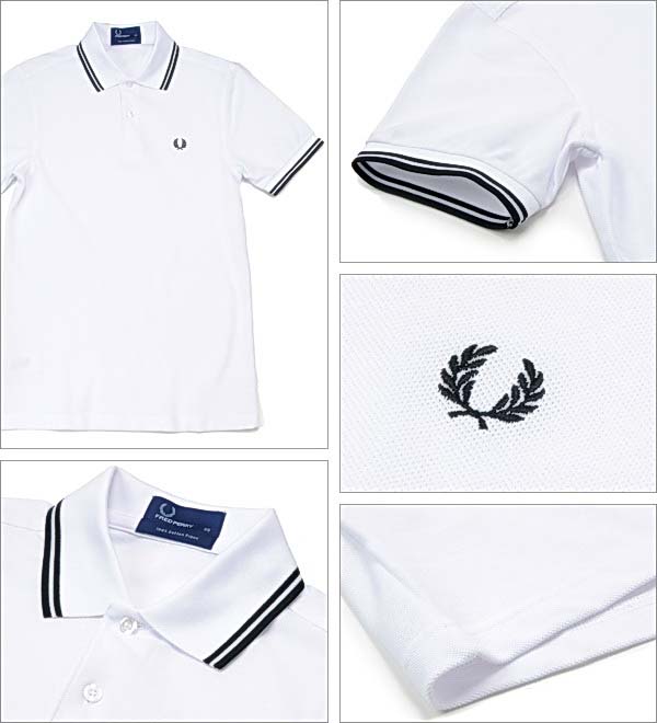 Fred Perry Classic Fit Twin Tipped Polo Shirt- WHITE/BLACK
