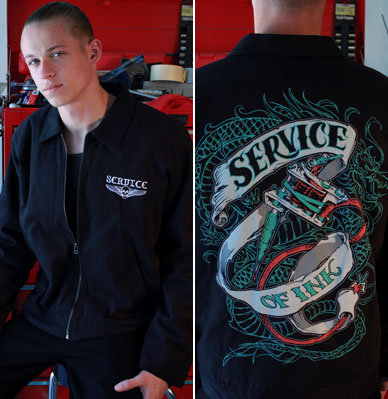 Service Of Ink on a Black Work Jacket by Lip Service - SALE