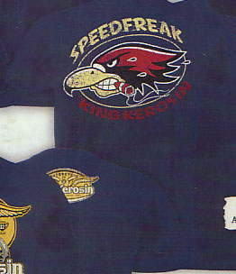 King Kerosin- Speed Freak on a blue shirt by Timeless Clothing - SALE sz S only