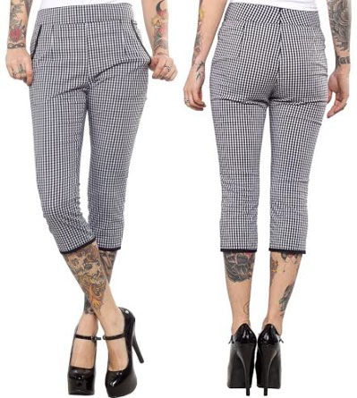 Lucy Gingham Capris by Sourpuss - Black & White - SALE