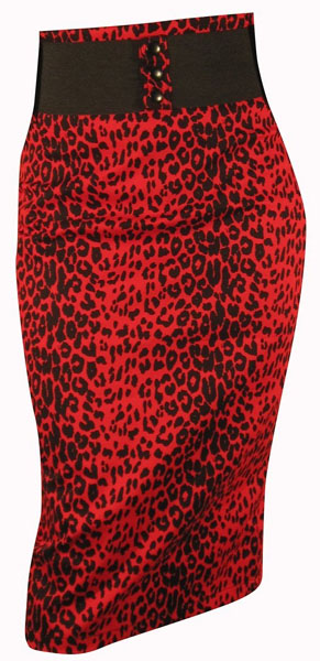 Dark Red Leopard Waist Belt Skirt by Switchblade Stiletto