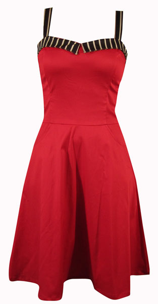 Sassy Sailor Swing Pocket Dress in Red by Switchblade Stiletto - SALE
