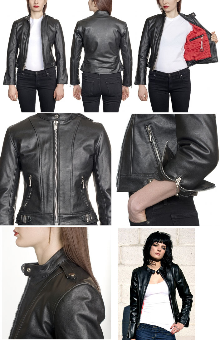 Ladys Offender Leather Jacket in BLACK by Straight To Hell