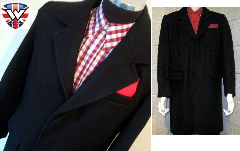 Crombie 3/4 Black Wool Jacket by Warrior Clothing
