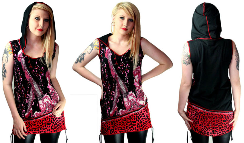 Hadley Hooded Tank by Too Fast Clothing- Zombie Doll - SALE sz M & L only