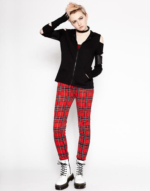 red plaid joggers
