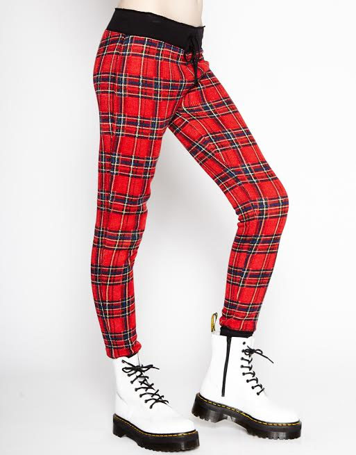 red plaid joggers