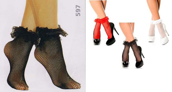 Fishnet Ankle Socks With Ruffle Lace Trim