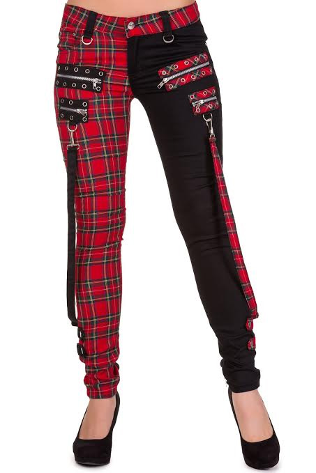 womens red tartan plaid pants
