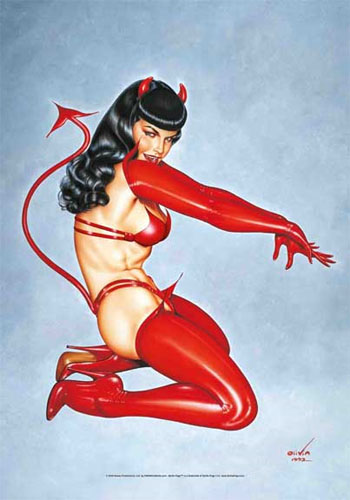 Bettie Page- Devil Bettie Flag/Textile Poster