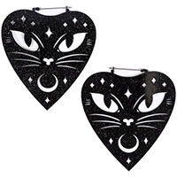 Ouija Cat Plug Friendly Black Oversized Hoop Earrings by Too Fast - SALE