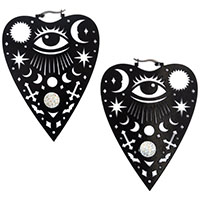 Mystical Ouija Planchette Plug Friendly Black Oversized Hoop Earrings by Too Fast - SALE
