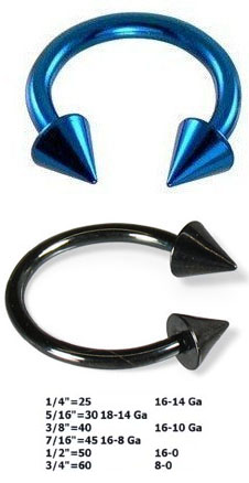 Titanium Circular Barbell With Cone Spikes