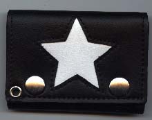 Black Leather Wallet With Cut Out White Leather Star (Comes with chain)