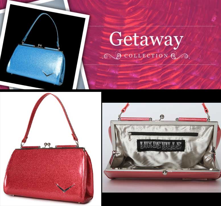 Getaway Kiss Lock Bag by Lux De Ville- PINK SPARKLE