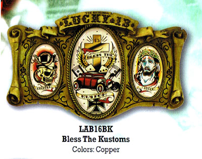 Bless The Kustoms belt buckle by Lucky 13 (bb379)